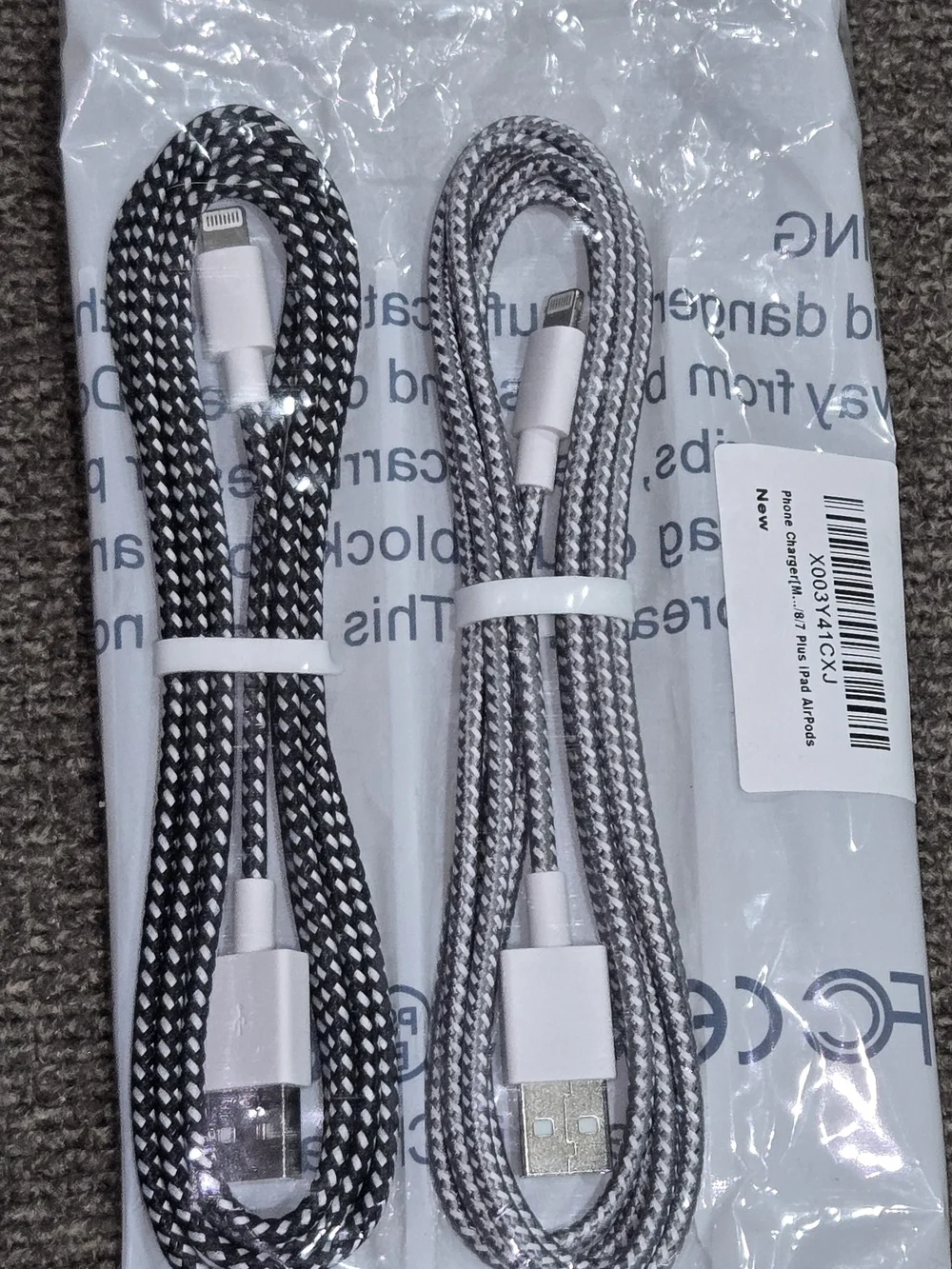 Braided Lightning to USB Charge & Sync Cable - Black and Gray